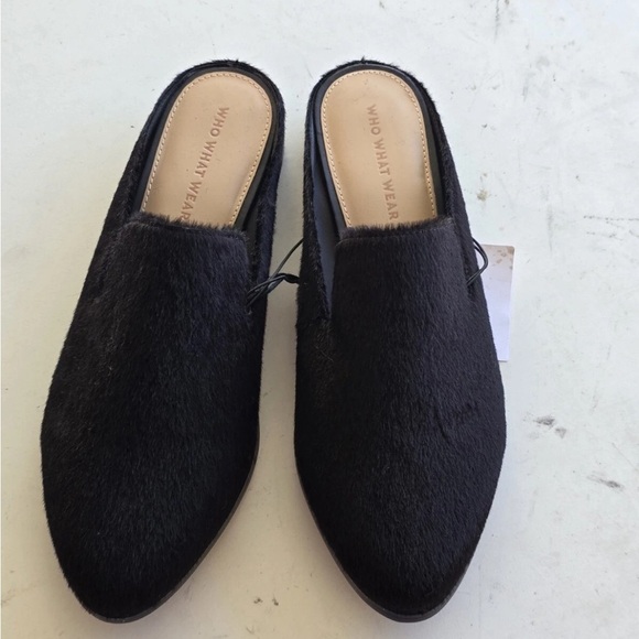 New Who What Wear Faux Fur Mules Flats Black Size 6.5 7.5 8.5 Comfort Slides - Picture 10 of 14